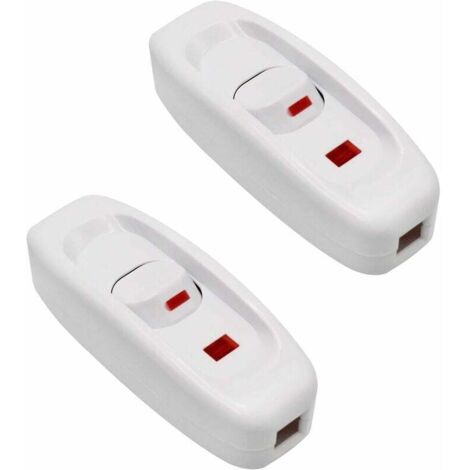 Lot de 2 interrupteurs à bascule AC 250 V 10 A Inline On/Off Lampe de bureau Câble Interrupteur avec témoin LED Blanc (1/4)