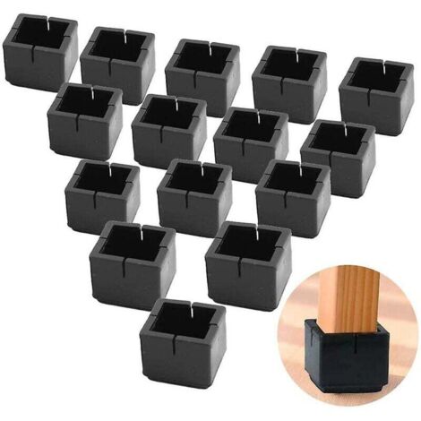 24Pcs Carré Protege Pied de Chaise Protège Jambes Table et Chaise PVC Capuchons Carrés avec Feutre Protege Pied de Chaise Carre Noir pour Jambes de Chaise Jambes de Table Jambes de Sofa 30-35mm