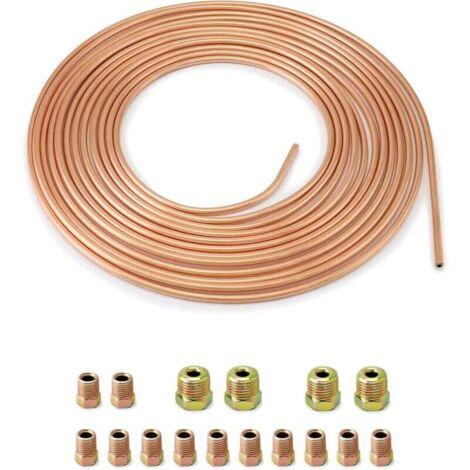Tuyau de cuivre de frein 7.6 m, Tuyau de frein tube, OD 4.76 mm, ID 3.3 mm avec 16 écrous