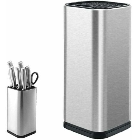 Bloc de Couteaux, Porte-Couteau en Acier Inoxydable, Porte-Couteau de Cuisine, Porte-Couteau Carré, pour Couteaux et Ciseaux (Carré)