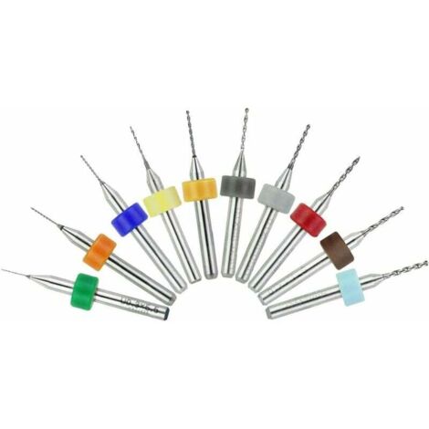 Lot de 10 micro forets en carbure de PCB diamètre 0,3 mm à 1,2 mm tige 1/8" petit mini minuscule pointe tungstène torsion tarière alésage miniature trou foret pour bois verre plastique acrylique métal (1/4)