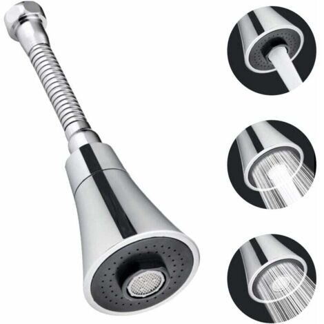 Tête de Robinet de Cuisine en Acier Inoxydable + ABS 19cm Douchette Robinet CuisineRotatif à 360° Passoire d’Economie d’Eau Anti-éclaboussures 3 Modes pour Cuisine Salle de Bain Cuisine (1/4)