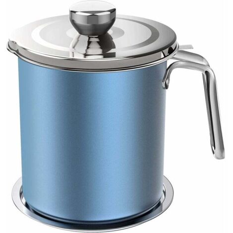 Oil Pot de Graisse pour bidon de Stockage en Acier Inoxydable avec bidon de 1.6 litres en Couvercle Anti-poussière pour Tamis à Mailles Fines Plaque antidérapante Stockage d'huile de friture (1/4)