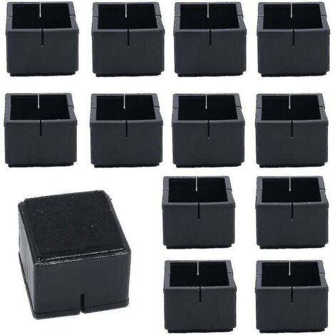 12Pcs Protege Pied de Chaise Carré 42-48mm Protège Jambes Table et Chaise PVC Capuchons Carrés avec Feutre Protege Pied de Chaise Carre Noir pour Jambes de Chaise Jambes de Table Jambes de Sofa