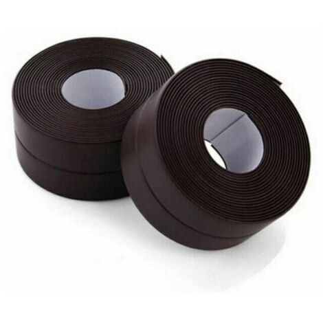 2 Rouleaux de bande d'étanchéité - Imperméable - PVC - Autocollante - Marron - Pour scellage mural, douche, toilette, cuisine, salle de bains (1/4)