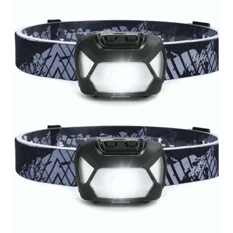 Lampe Frontale LED Rechargeable Puissante, D5000 Super Lumineux Torche Frontale LED 2000Lux Lumière Blanche et Rouge 6 Modes d'Éclairage IPX4 pour Course, Pêche, Cyclisme, Camping - 2 Pcs [Classe éner (1/4)
