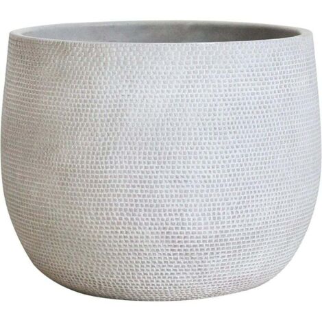 Grande jardinière en céramique 25 cm - gris écru - XL Jardinière intérieur et extérieur (1/4)