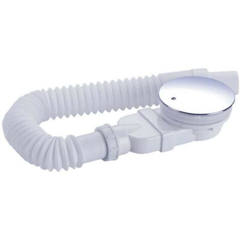 Bonde de douche 90 mm, extra plat, trou de vidange pour bac de douche, siphon avec système anti-odeurs, tamis à cheveux, tuyau flexible, couvercle chromé，blanc, une pièce,dolaso