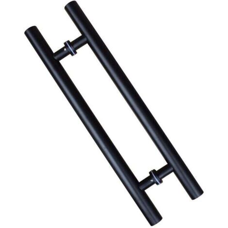 Poignée de porte coulissante, double face en forme de H, poignée de porte battante robuste, noire Longueur 600 mm Espacement des trous 400 mm