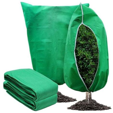 Voile d'hivernage,2 Pièces Housse de Protection pour Plantes 140×200cm Vert, Voile D'hivernage Plante, Housse D'hivernage Arbre, Voile Hivernage avec Tirette, Jardin Vegetaux Sac Hiver Tomate Tissu No (1/4)