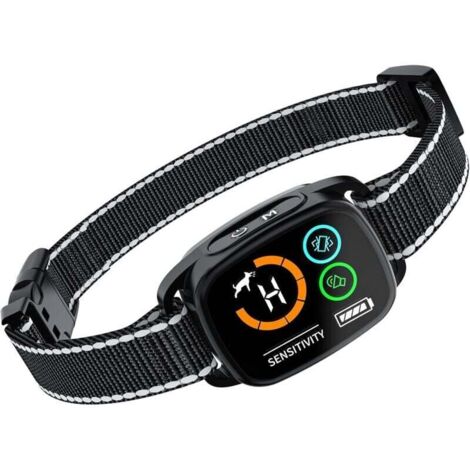 Collier Anti Aboiement Chiens,Modes Son/Vibration/Vibration Forte, Détection Intelligente des Aboiements, Rechargeable, Étanche IP67, pour Petit et Gros Chien (Black)