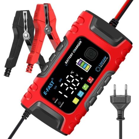 Chargeur de Batterie Intelligent 6A 12V Mainteneur et Automatique Réparation Fonction Portable avec Écran LCD, pour Voiture Moto Camion, AGM, Gel, Wet, SLA (1/4)