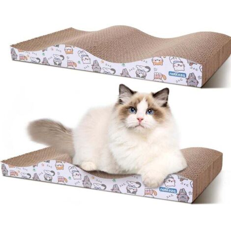 2 Pièces Grattoir Chat Carton Griffoir Incurvé Réversible en Carton, Tapis à Gratter pour Chat avec Carton Ondulé et Herbe À Chat, 44 x 22cm (1/4)