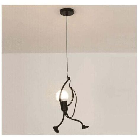 Suspension Créatif - Moderne - Fer - Gens Dessin animé - Conception - Lampe suspendue pour Des Enfants - Chambre - Chevet - Salon - Grenier - Noir (1/4)