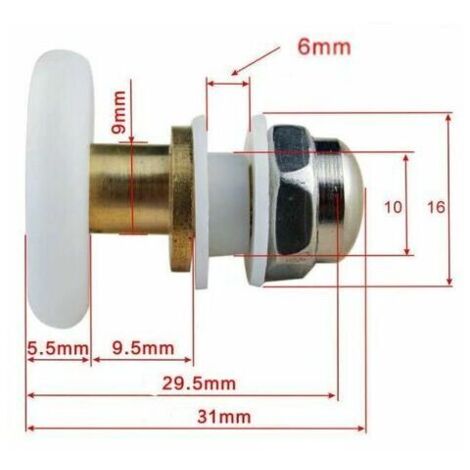 Porte Coulissante Douche 4 pcs 25mm, Poulie Excentrique pour Portes Cabine Douche Coulissante Pour Remplacement de Douche Coulissante Verre Porte Coureurs Rouleaux, Blanc (1/4)