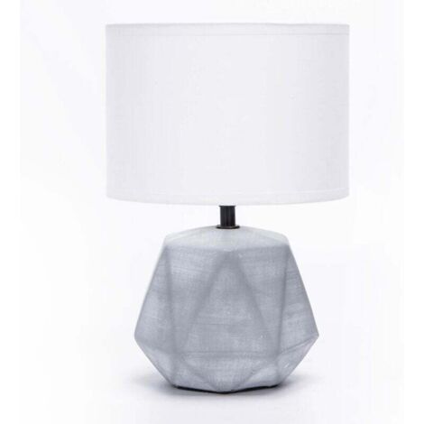 Lampe de Table en Céramique, Moderne Lampe de Chevet avec Abat-Jour en Tissu, Douille E14, max.40W, Lampe de Canapé, Veilleuse pour Chambre, Salon, Bureau, Hôtel, Café (sans Ampoule) -H29cm,Gris Clair (1/4)