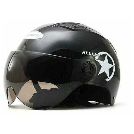 Moteur électrique pour casque de scooter et vélo - Visage ouvert - Demi casquette de baseball - Anti-UV - Sécurité - Noir (1/4)