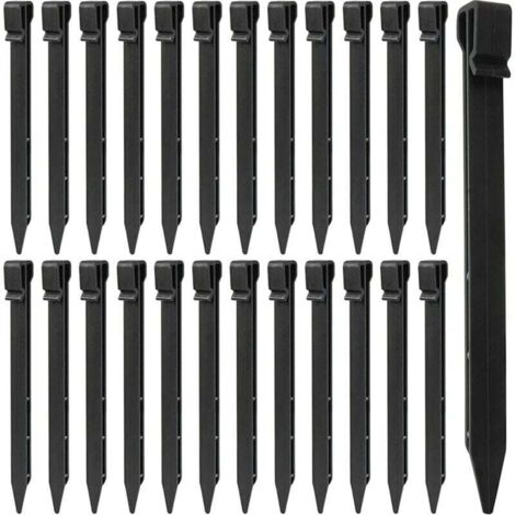 LATERN 25 Pièces Piquets de Sol en Plastique, 25CM Piquets de Bordure de Paysage Robustes Piquets de Tente Pointes d'ancrage pour Tentes Planche Terrasse Bordure Pelouse Jardin Extérieur (Noir) (1/4)