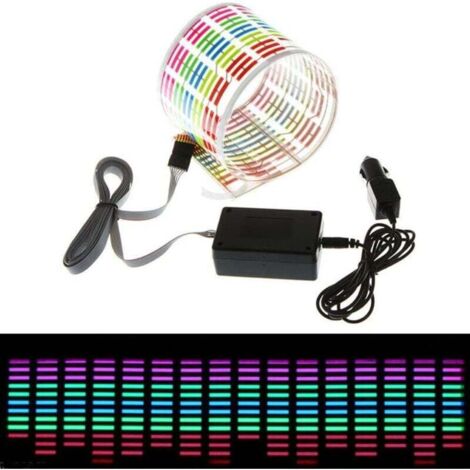 Autocollant pour voiture avec capteur d'activation sonore et musical, lumière LED, égaliseur, lueur, 45 x 11 cm (1/4)