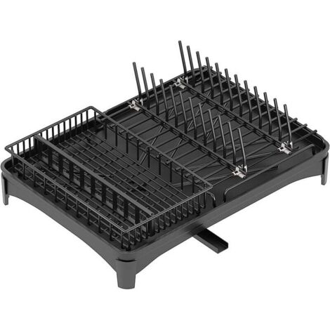 Panier égouttoir d'évier Égouttoir à vaisselle en acier inoxydable 43 x 33 CM - Égouttoir à vaisselle haute capacité - Égouttoir en métal avec porte-couverts amovible et égouttoir rotatif à 360º (1P N