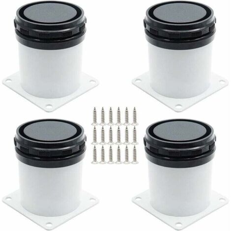 Ensemble de 4 Pieds de Meuble Réglables - Acier Inoxydable - Avec Vis - Blanc - Hauteur de 5cm