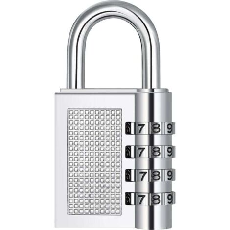 Cadenas à combinaison à 4 chiffres pour casiers - Empé de l'école de gym, cadenas extérieur résistant aux intempéries pour clôture, portail, abri de jardin, garage, argent