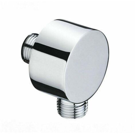 Raccord de tuyau rond - Coude de raccordement mural chromé - - En laiton - Universel - 1/2" - Raccord à sable - Raccord mural de douche pour douchette à main