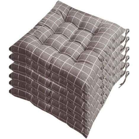 Lot de 6 galettes de Chaise 40x40, Coussin décoratif Coussin Coussin de Chaise Coussins de Jardin 12 surpiqûres en Un Motifs différents, Polyester (A)