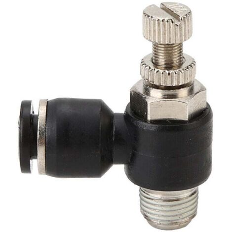 2 Pièces Raccords Pneumatiques,Régulateur de Débit D'air,Avec Connexion Enfichable et Filetage Extérieur Connecteur Rapide de Valve,pour Outils Pneumatiques（8mm，M5 ）