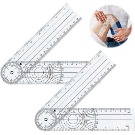 Goniometre Kiné, 2Pcs Professionnel 360 Degré Multi-Règle Angle 14 Pouces Colonne Vertébrale Médicale Règle Angle Règle Pour Outil De Mesure Plastique