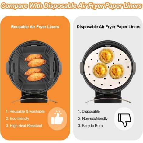 Hidyliu Air Fryer Poêle Grill De Remplacement Carrée 23.5x24.5cm - 304 Acier Inoxydable, Tapis Cuisson Compatible Friteuse à Air