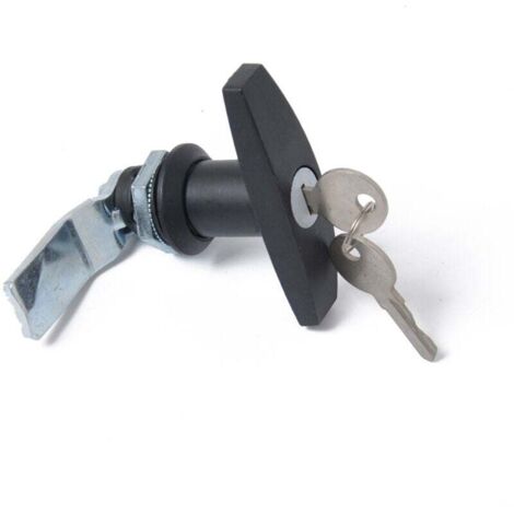 Serrure à poignée en T, Fixation arrière T Poignée Serrure Boîte à outils Serrure de porte de garage avec clés pour remorque Caravan Canopy(noir)