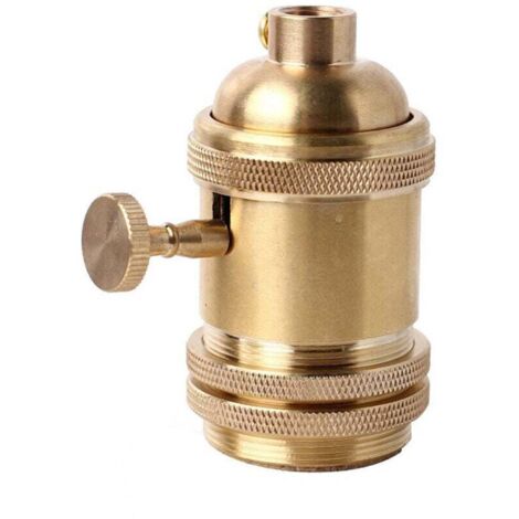 Vintage Support pour AmpouleE26 E27 Douille Culot de Lampe Avec Interrupteur en Cuivre Laiton Couleur Cuivre（dorée）
