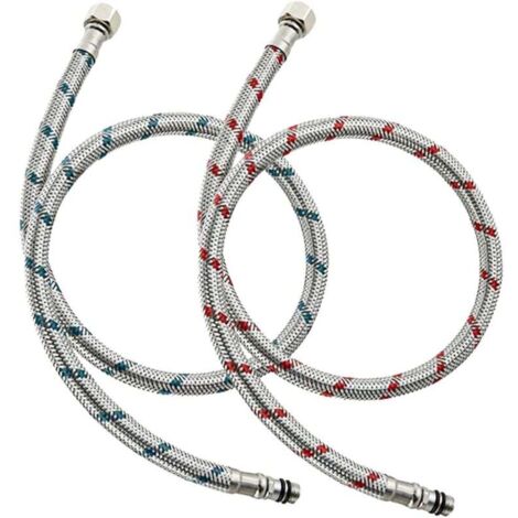 2 Pièces Flexible Robinet Cuisine G3/8 X M10 X 60cm Tuyau de Raccordement de Robinet Flexible pour Robinet Mitigeur éVier de Salle de Bains,Acier Inoxydable