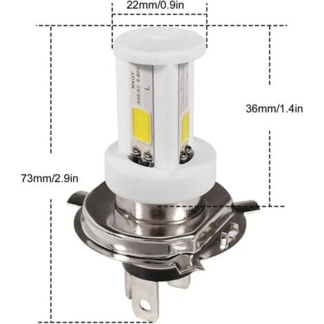 GLL Grandview H4 Ampoules LED Moto HS1 COB 900 Lumens - Faisceau Haut Et Bas 6500K