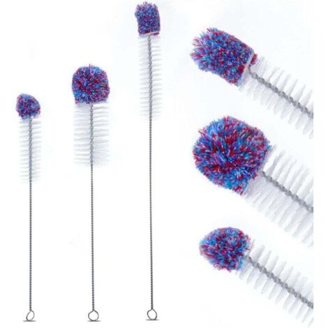 Nettoyeur Bouteille Nettoyage pour Bouteilles Tube Brosse De Nettoyage Brosse Bouteille Goupillon Nettoyage Ecouvillon Convient Aux Bouteilles, Bouteilles, Tubes à Essai, Violet & 3 Pièces