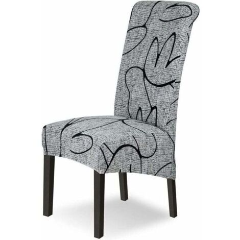 Housse de Chaise Extensible 4 Pièces Grand Housse de Chaise de Salle à Manger Couverture de Chaise Grande Taille Amovible Lavable pour Décor Salle à Manger Hôtel Cuisine (1/4)
