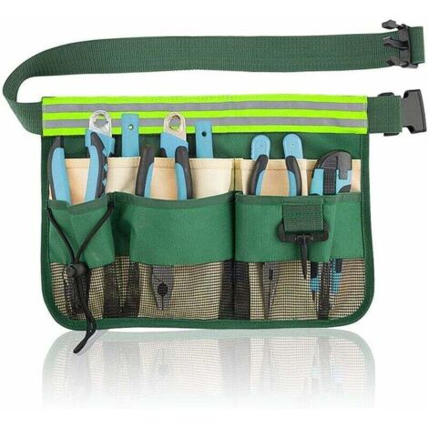 Ceinture à outils de jardinier Ceinture à outils de jardin portable Kit multi-compartiments pour outils Électricien Artisan Vert-