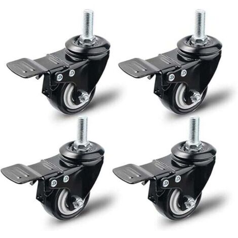 Roulette Pivotante avec Frein 50 mm, Set 4 Roulettes pour Meubles, Roulettes Pivotantes Roues, Charge Maximale 200KG Noir (Noir)