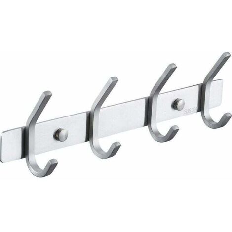 Porte Manteau Salle de Bain Porte Manteau Metal Mural 4 Crochets Patère Murale Salle de Bain Acier Inoxydable SUS304 Finition Brossée, AH203H4-2