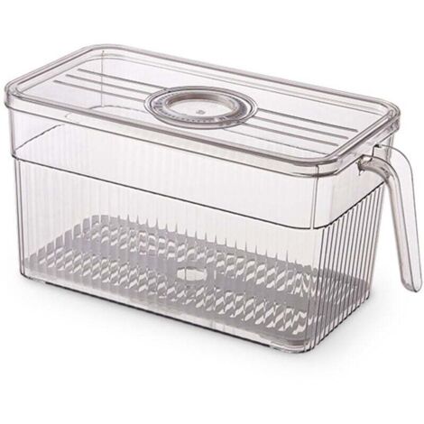Boite Rangement Frigo Lot de 1, Boîte de Rangement Frigo avec Couvercle et Poignée, Bac Rangement Frigo Fruit et Légumes, Empilable Organisateur Frigo pour Réfrigérateur, Cuisine - BPA Free