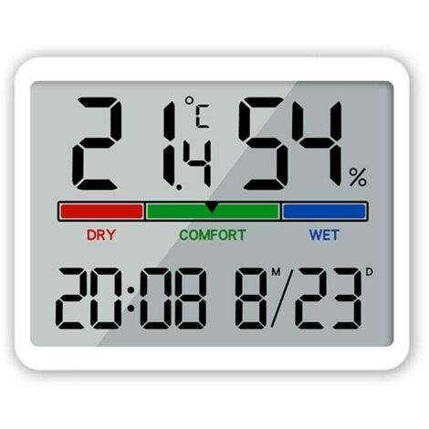 Thermomètre d'intérieur hygromètre, thermomètre numérique de bureau avec moniteur de température et d'humidité, thermomètre d'ambiance précis avec jauge d'humidité avec horloge (1/4)