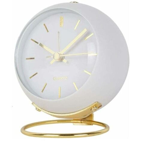 Réveil Analogique avec Lumières, Petit Réveil Rétro Silencieux Réveil Chevet Étudiant Pointeur Lumineux Horloge,Convient aux Gros Dormeurs, Placé sur Le Bureau, Le Chevet, Le Salon (Blanc),