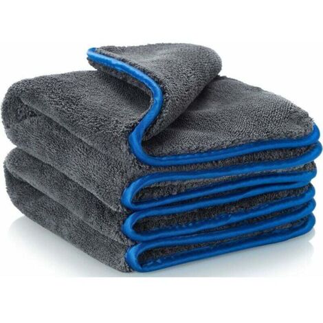Chiffon en Microfibre Voiture,1200GSM Chiffon de Polissage, Pièces Microfibre Sechage Voiture - Super Absorbant Ne Laisse Pas De Taches d'eau, 40x40cm Bleu, 2 pcs