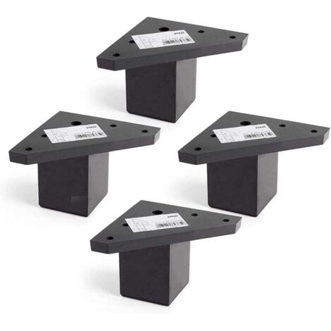 4 Pièces Pied de Meuble avec Plaque de Montage - pour Le Table, lit, chaises - Alliage d'aluminium - Hauteur: 6 cm - Couleur: Noir - Ne Comprend Pas Les vis
