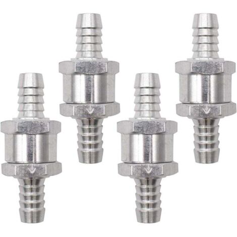 Clapet Anti-Retour, 4 Pièces Argent Anti-Retour Valve avec Flèche Non Retour Clapet en Alliage pour Carburateur Low Systèmes de carburant Sous Pression Voiture (10mm)