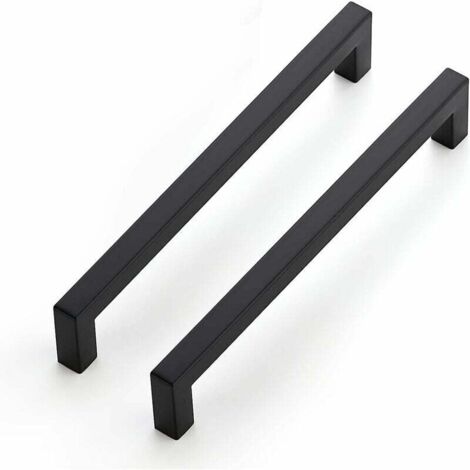 Lot de 10 poignées de meuble noires de 192 mm pour armoires de cuisine, poignées de tiroir en acier inoxydable, poignées de porte noires pour armoires de cuisine