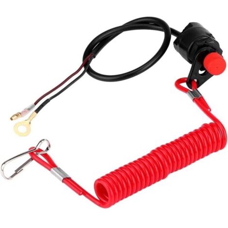 Interrupteur d'Arrêt de Moteur Hors-bord Universel de Bouton12V, Interrupteur D'arrêt W/Longe Cordon Cordon pour hors-bord Tondeuses tout-terrain Moto Véhicules