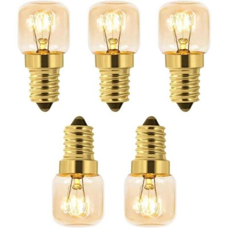 Lot de 5 Ampoule à Sel 15W , Incandescence Blanc Chaud ，AC 230V, Ampoule Four 15w , Pour Four, Frigo, Lampe de Sel, Fours Grill，52.22.2cm (1/4)