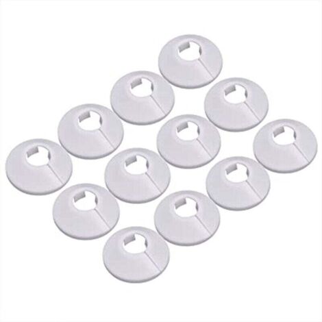 12 Pcs Cache Tuyau, Cache Tuyau Plomberie Collier Radiateur, Manchon Radiateur Pour Tuyau Rosace Ronde Blanche Diamètre De 15 Mm (Blanc)